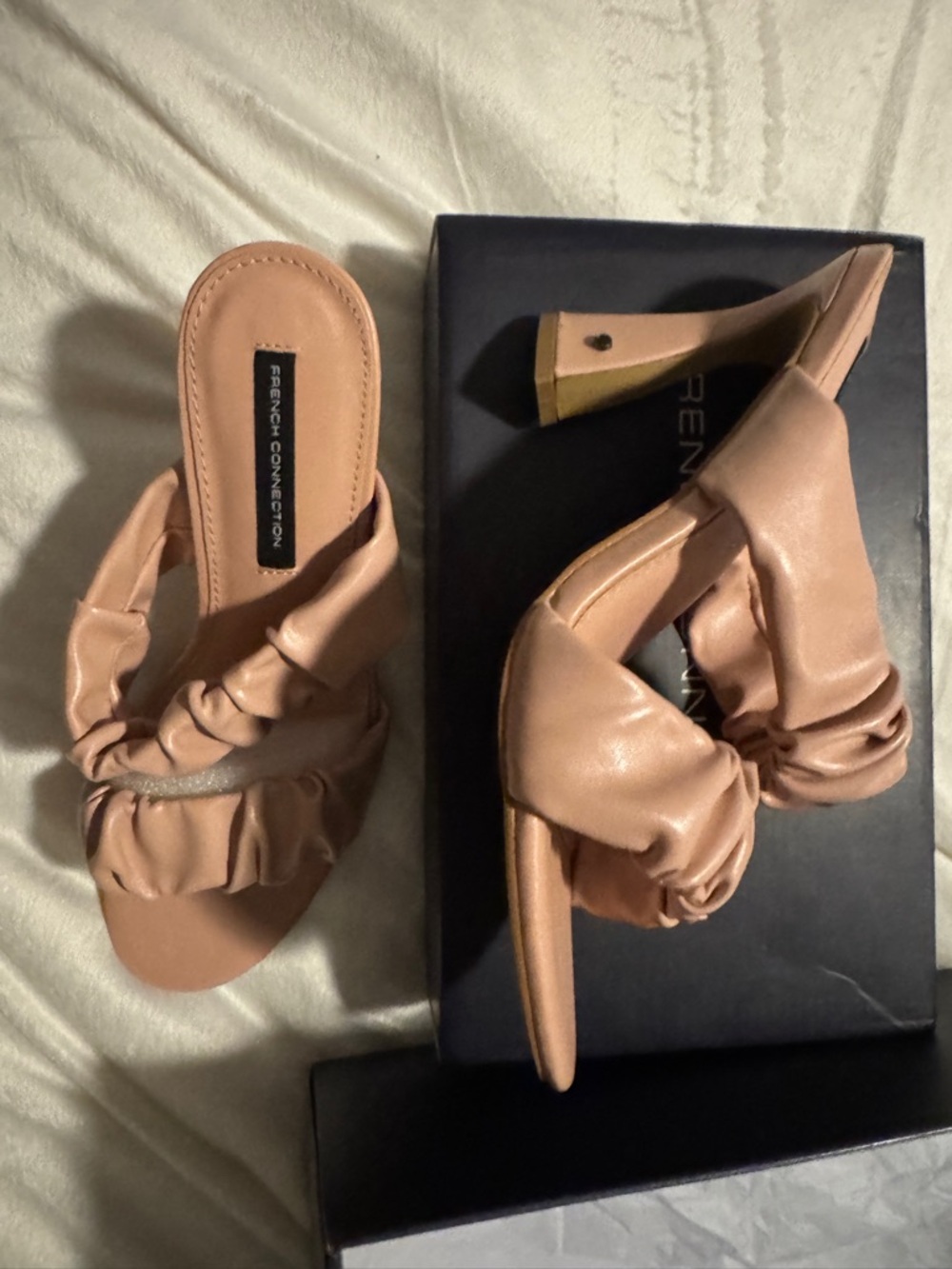 French Connection Blush Ruched Slide Mules
